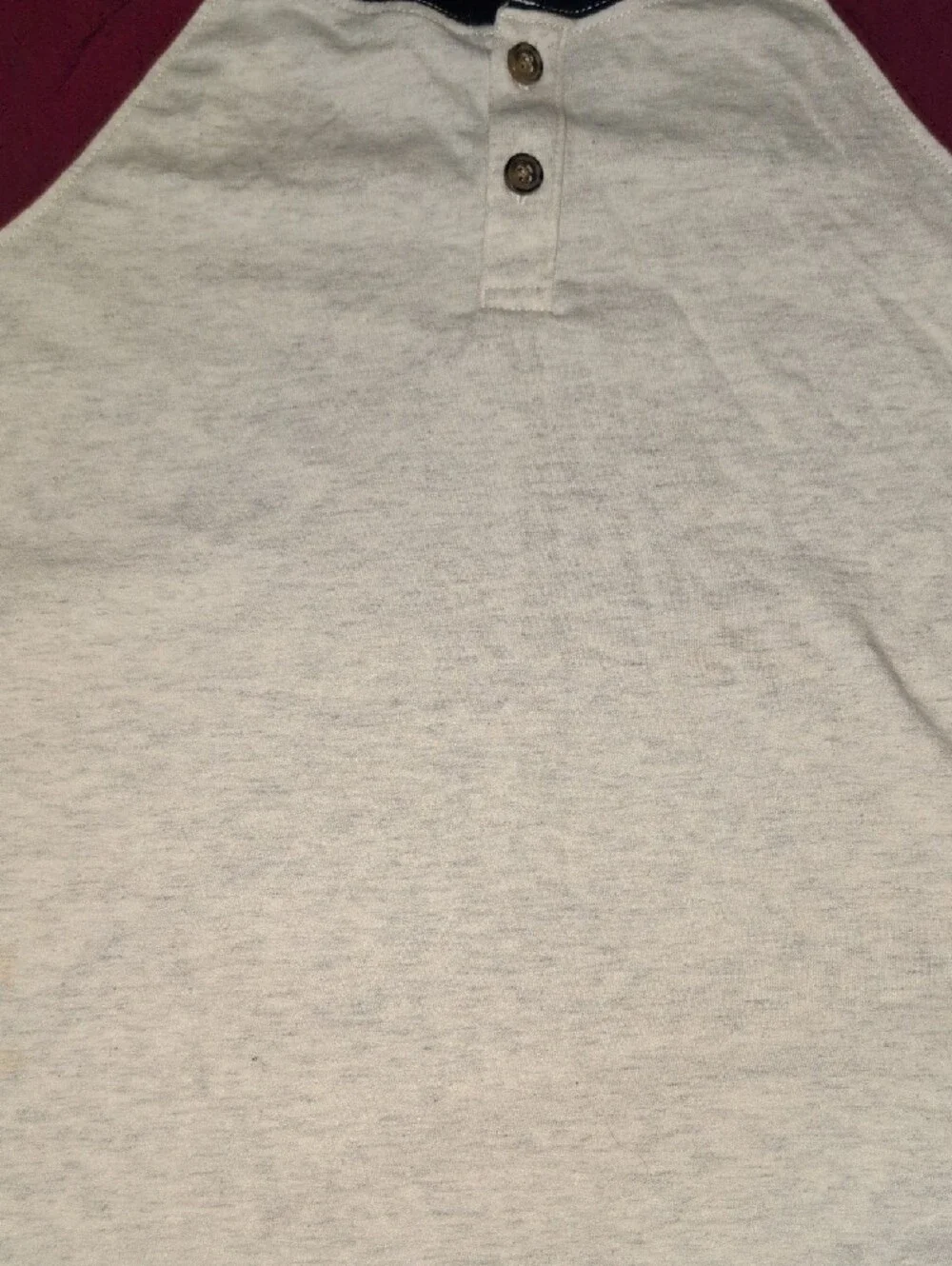 Carter's Cream Henley with Burgundy Raglan Sleeves